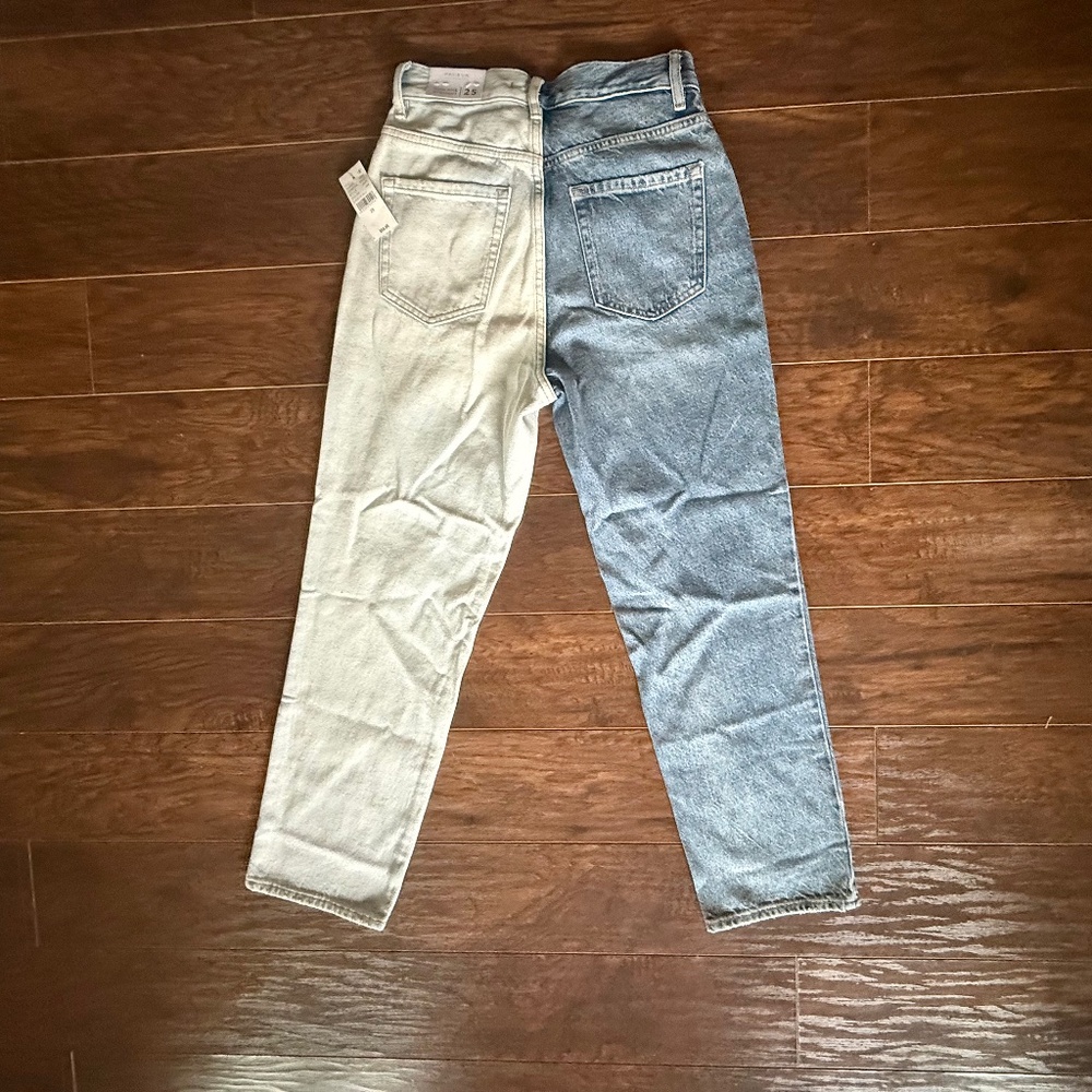 PacSun Two-Tone High Rise Straight Leg Jeans Size 25 NWT - Picture 2 of 9